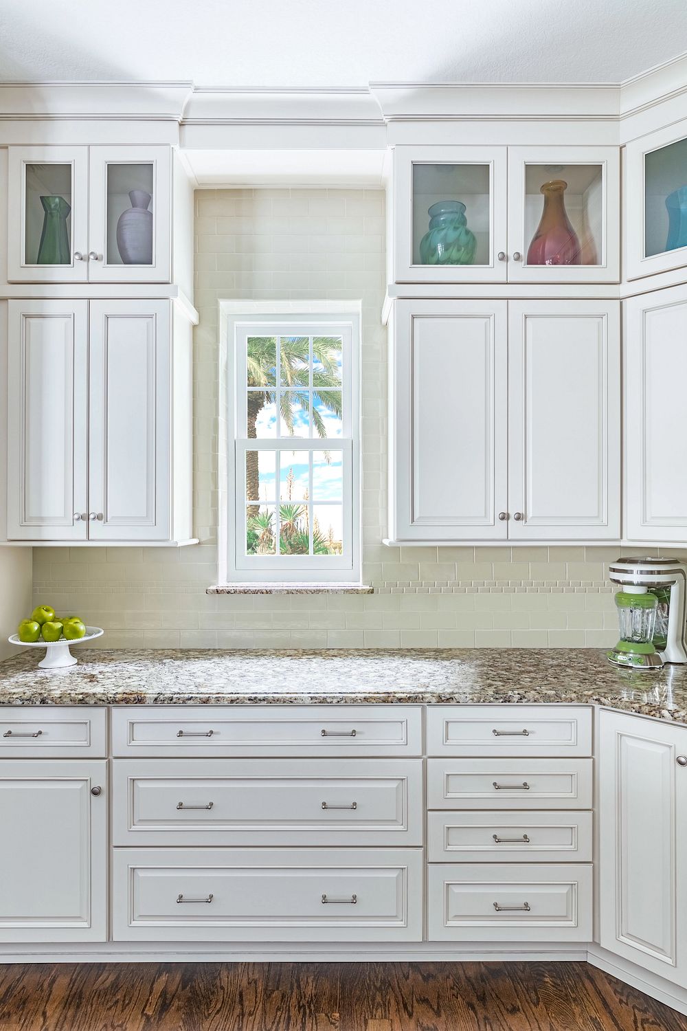 a tall double hung window in a coastal home.