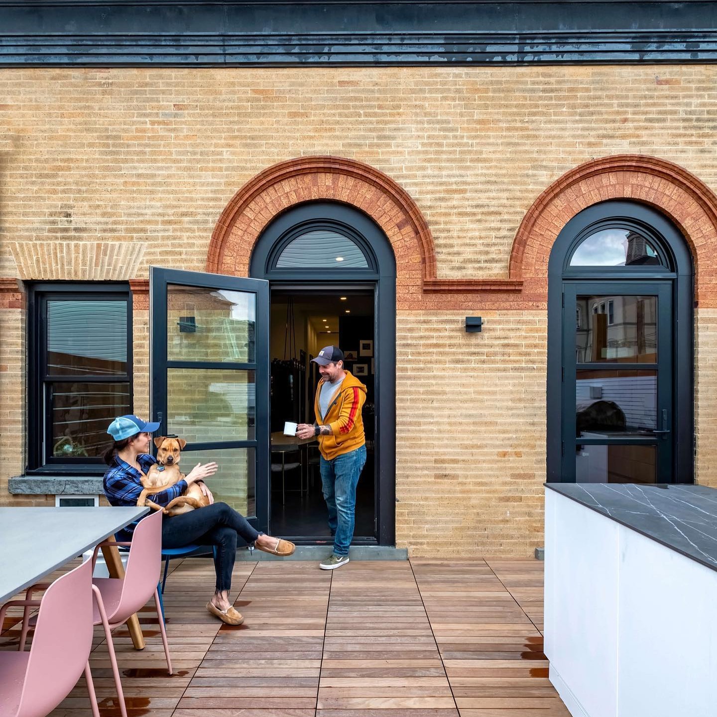 The outdoor kitchen and rooftop patio.