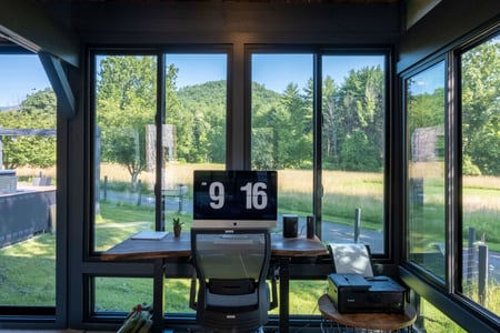 Anthony Carrino's Catskill screen porch workspace